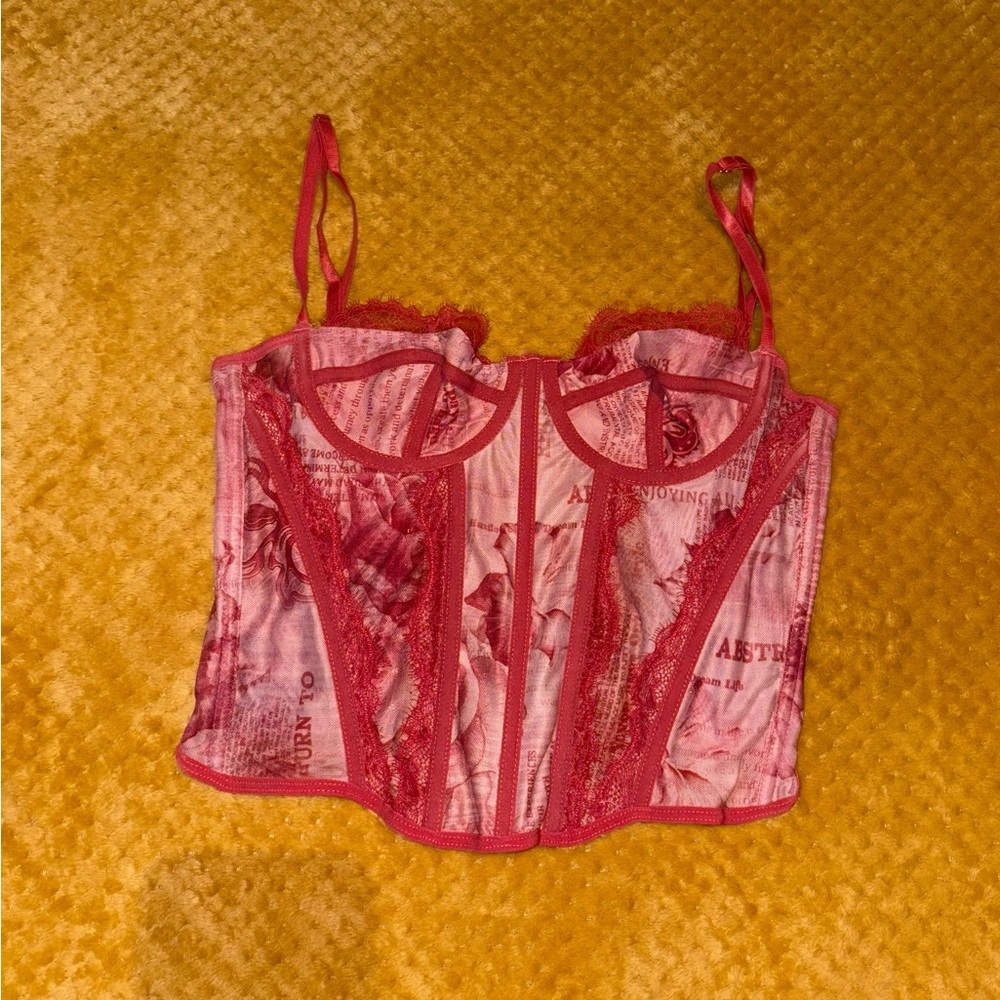 Pink Lace Corset Top with pattern